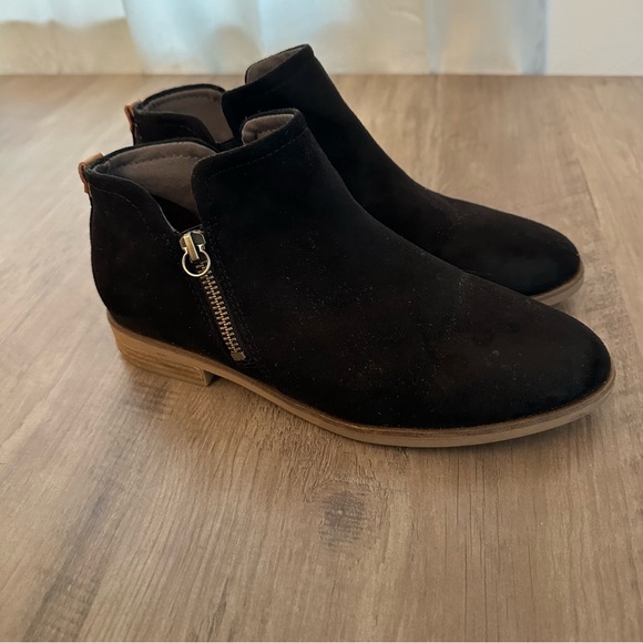 Women’s Dr Scholls T Astir Bootie Shoes Black Womens Size 7M Side Zip - Picture 1 of 9